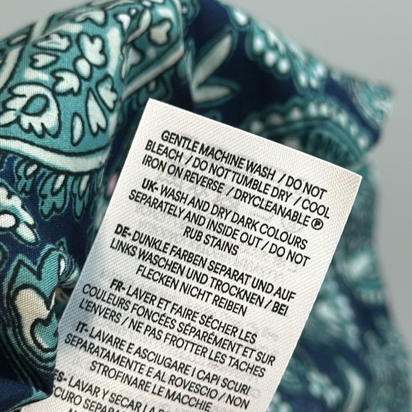 NWOT Boden Ruched Waist Peplum Long Sleeve Cotton Deep Sea Paisley Size 8 - Picture 8 of 12